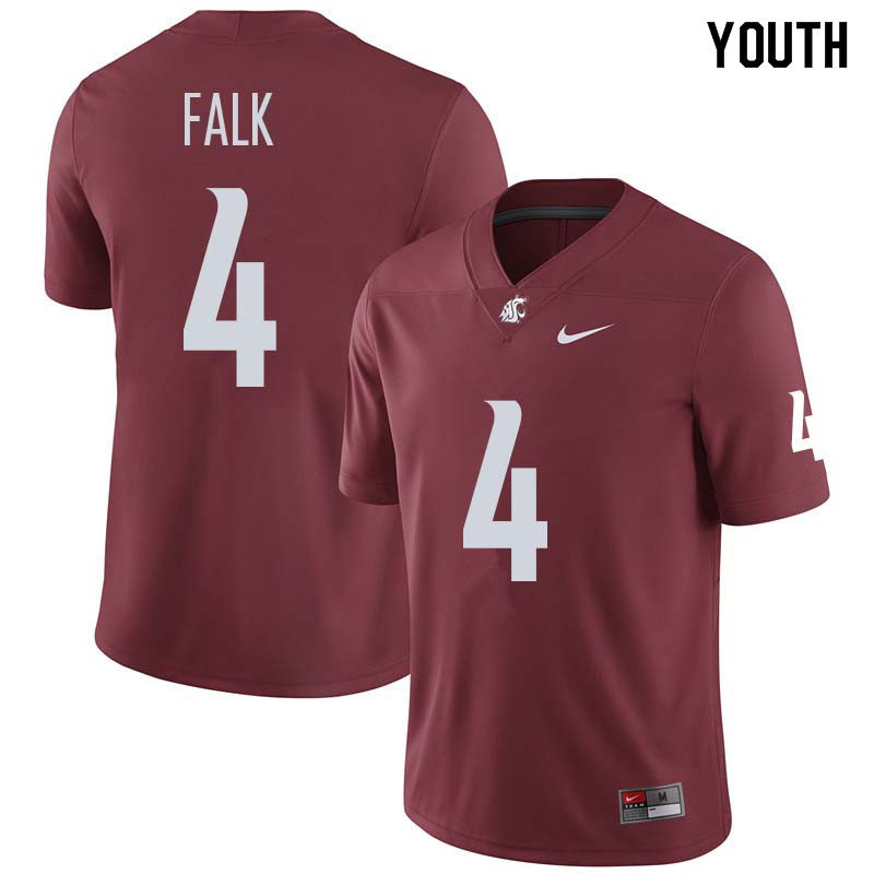 Youth #4 Luke Falk Washington State Cougars College Football Jerseys Sale-Crimson